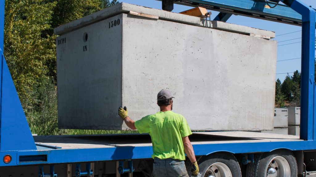 Bonner Concrete Products Inc. - Loading a Concrete Septic Tank